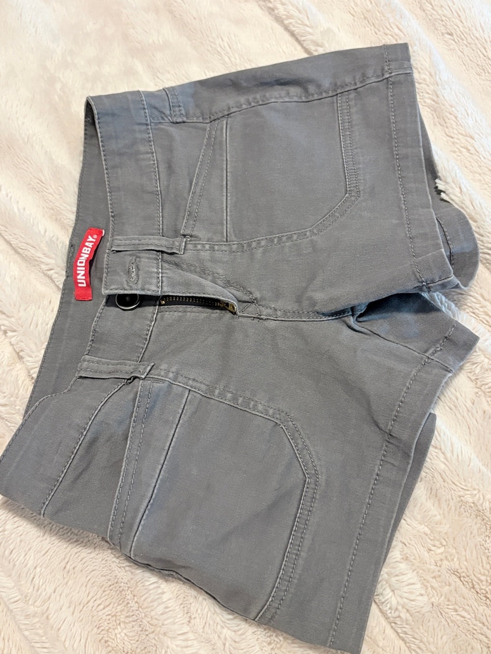UNIONBAY Gray Casual Women's Shorts with Red Branding Tag